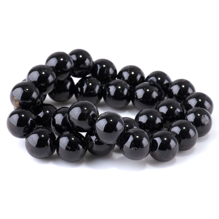 Black Tourmaline 14mm Round - 15-16 Inch