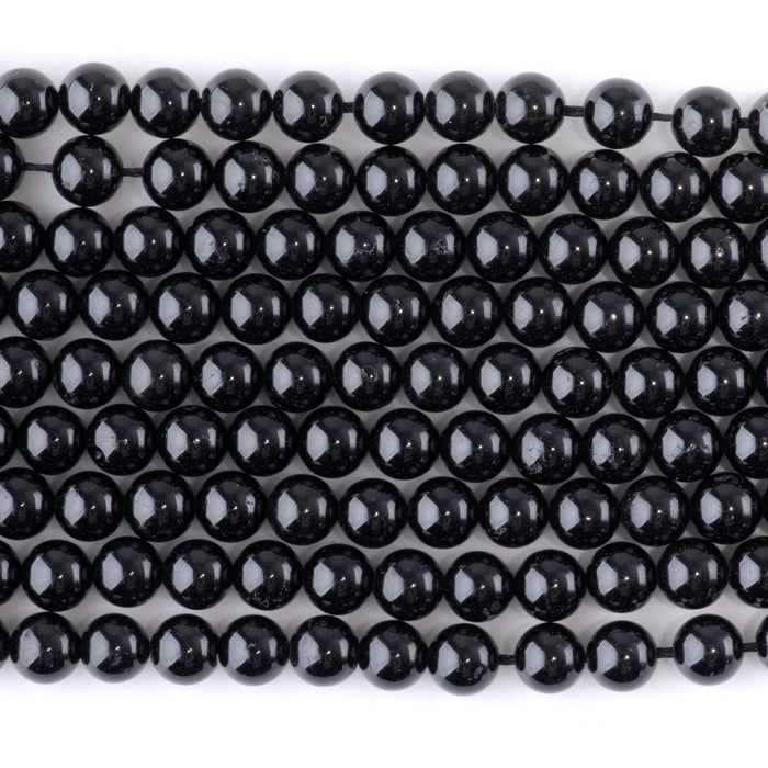 Black Tourmaline 6mm Round A Grade - 15-16 Inch