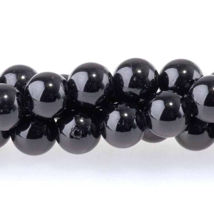 Black Tourmaline 6mm Round A Grade - 15-16 Inch