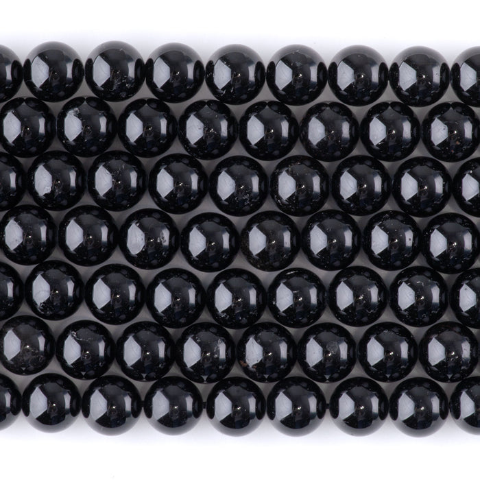Black Tourmaline 8mm Round A Grade - 15-16 Inch