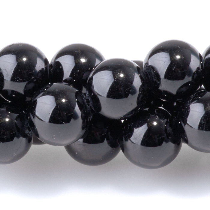 Black Tourmaline 8mm Round A Grade - 15-16 Inch