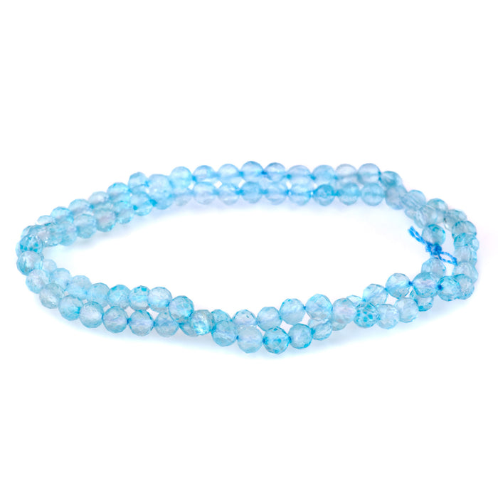 Blue Topaz 4mm Microfaceted Round A Grade - 15-16 Inch