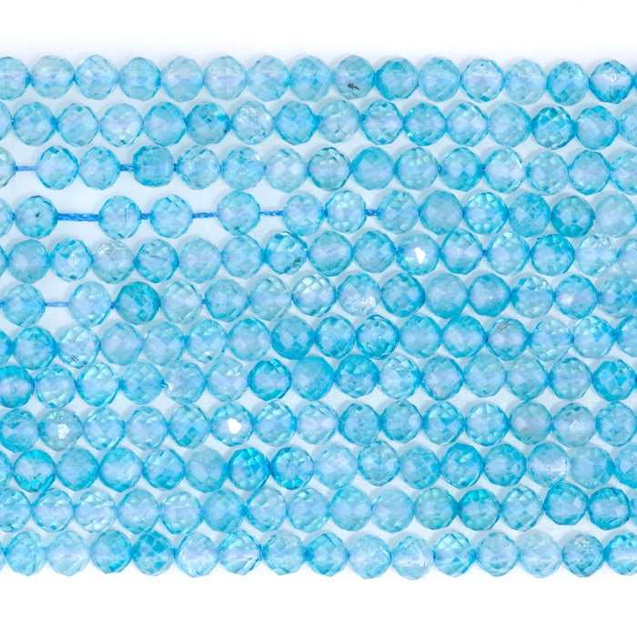 Blue Topaz 4mm Microfaceted Round A Grade - 15-16 Inch