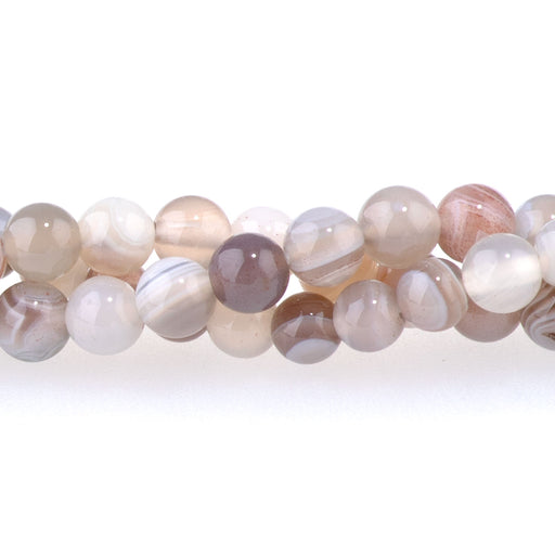 This is a Dakota Stones 4mm Botswana Agate Gemstone strand with round beads in 8 inch strand.