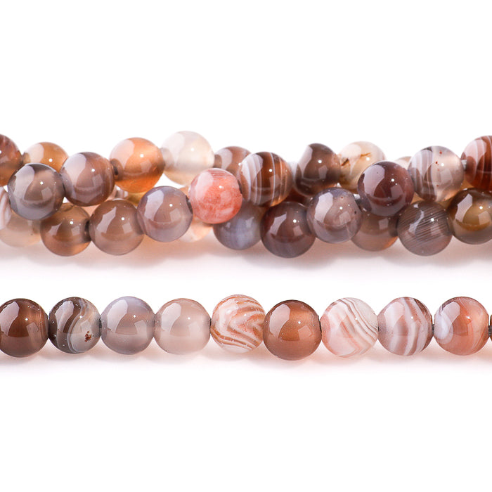 Botswana Agate 6mm Round - Large Hole Beads