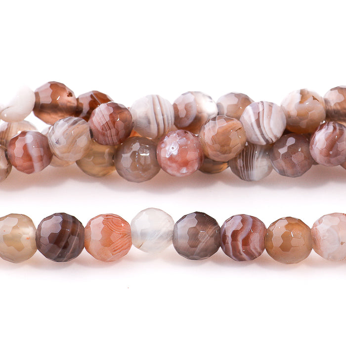 Botswana Agate 6mm Round Faceted - Large Hole Beads