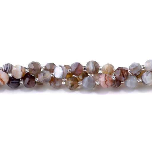 This is a Dakota Stones 7x8mm Botswana Agate Gemstone strand with faceted nugget beads in 15-16 inch strand.