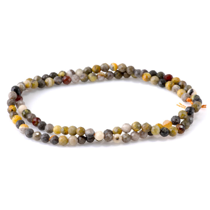 Bumble Bee Jasper 4mm Microfaceted Round - 15-16 Inch