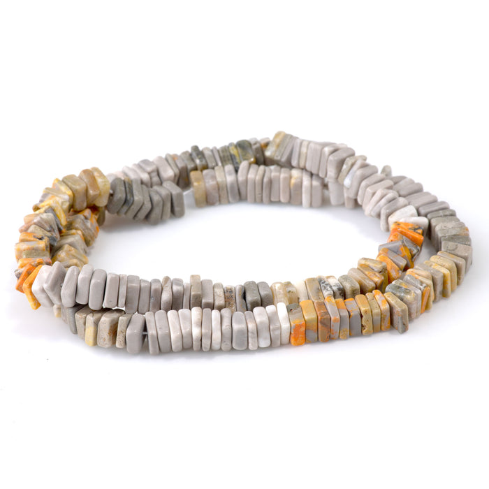 Bumble Bee 7mm Banded Irregular Square Heishi - 15-16 Inch