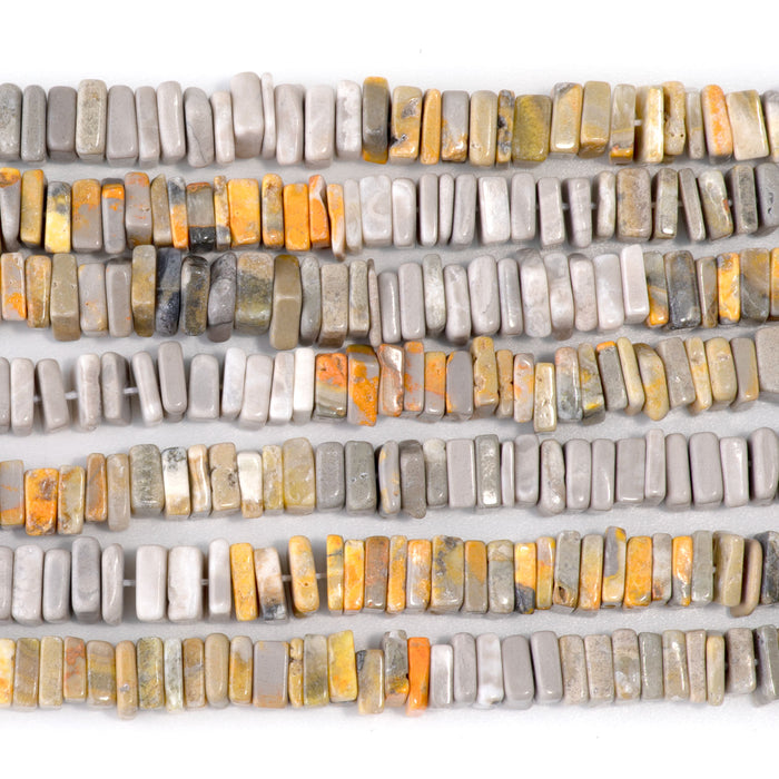 Bumble Bee 7mm Banded Irregular Square Heishi - 15-16 Inch