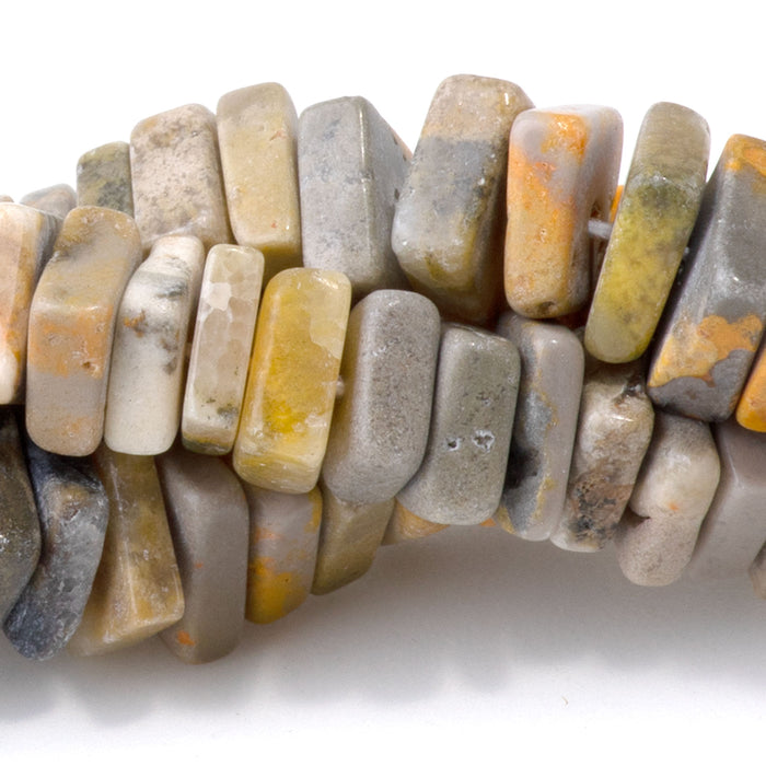 Bumble Bee 7mm Banded Irregular Square Heishi - 15-16 Inch