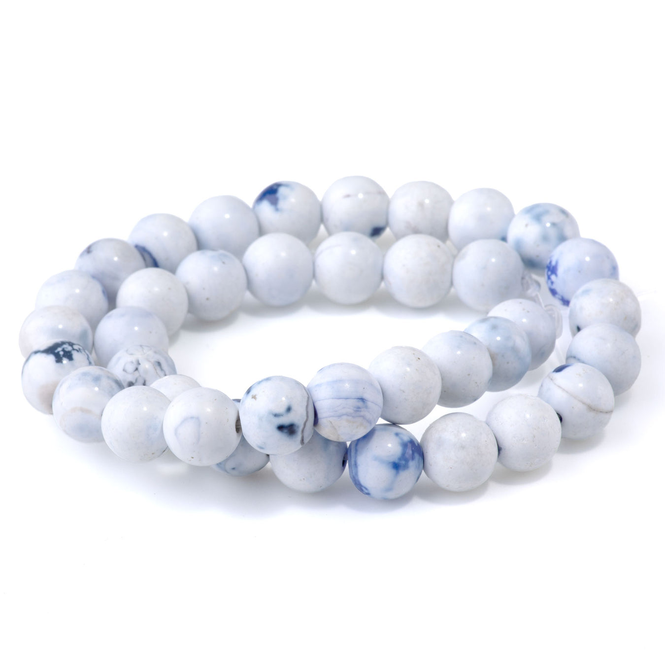 Blue White Porcelain Agate & Dumortierite Gemstone Beads