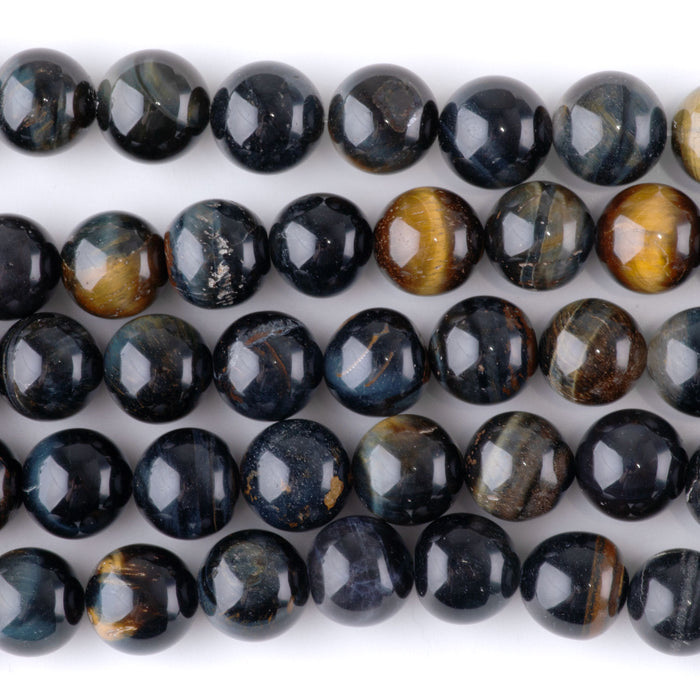 Blue and Yellow Tiger Eye 12mm Round - 15-16 Inch
