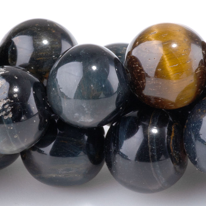 Blue and Yellow Tiger Eye 12mm Round - 15-16 Inch