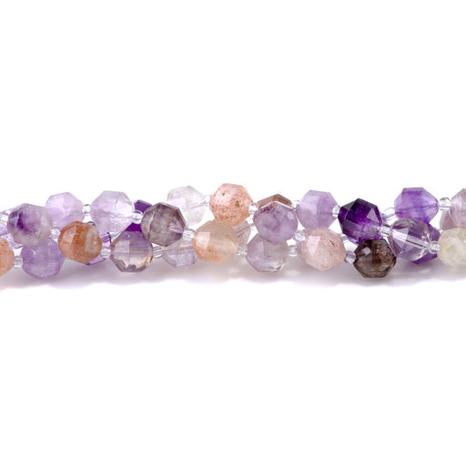 This is a Dakota Stones 10mm Cacoxenite Energy Prism Gemstone strand with A grade faceted beads in 15-16 inch strand.