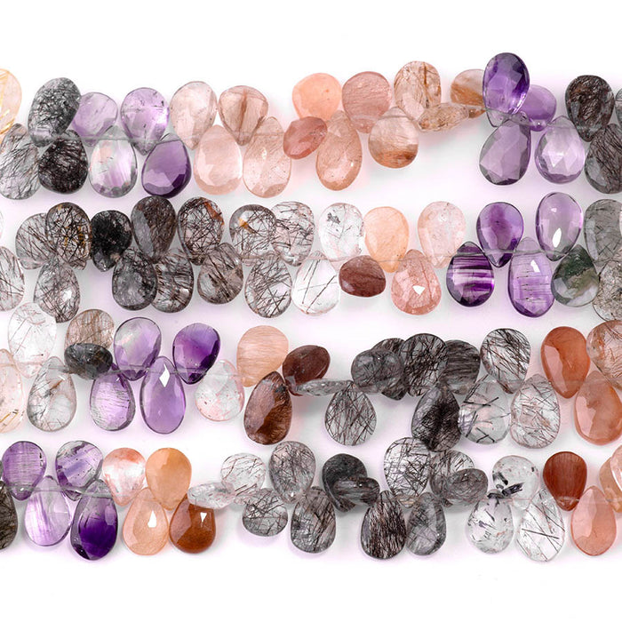 Cacoxenite 8x10-10x16mm Faceted Irregular Pear - 10 Inch