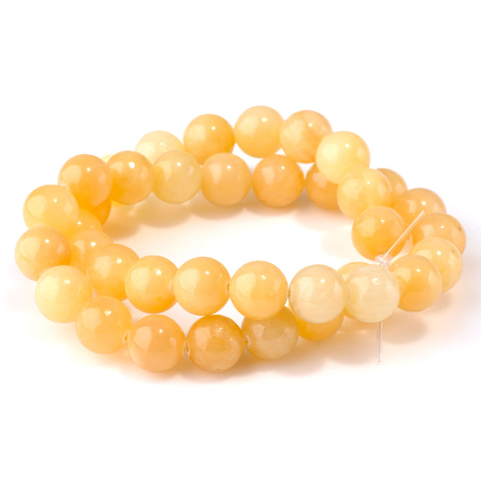 Yellow Calcite 10mm Round A Grade - 15-16 Inch