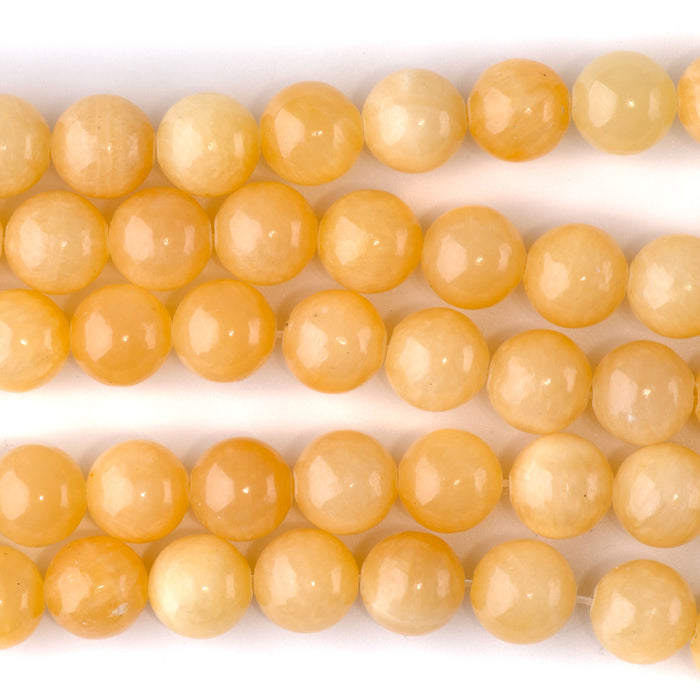 Yellow Calcite 10mm Round A Grade - 15-16 Inch
