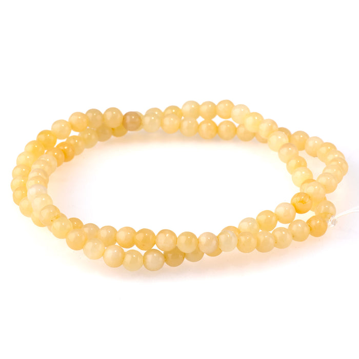 Yellow Calcite 4mm Round A Grade - 15-16 Inch