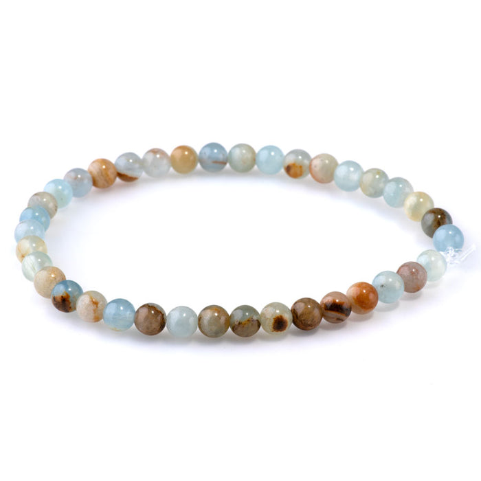 Lemurian Aquatine Calcite 6mm Round - 8-Inch