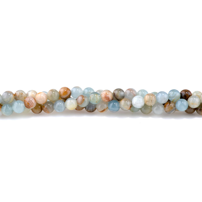 Lemurian Aquatine Calcite 6mm Round - 8-Inch