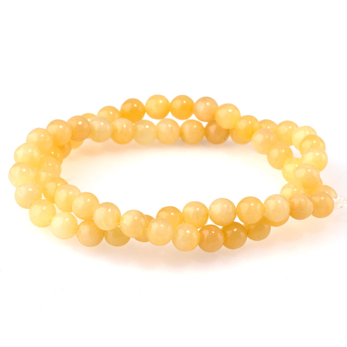 Yellow Calcite 6mm Round A Grade - 15-16 Inch