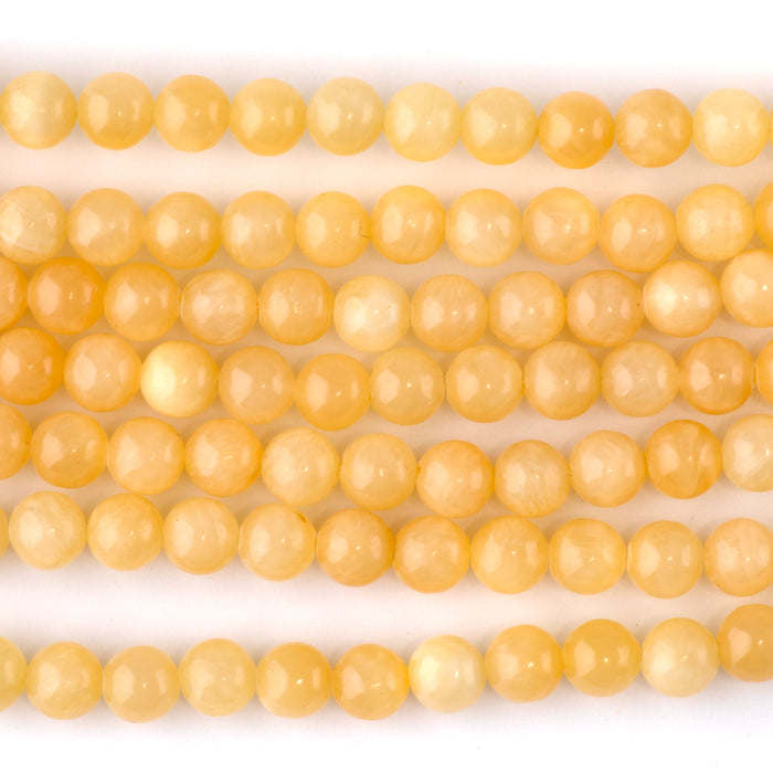 Yellow Calcite 6mm Round A Grade - 15-16 Inch