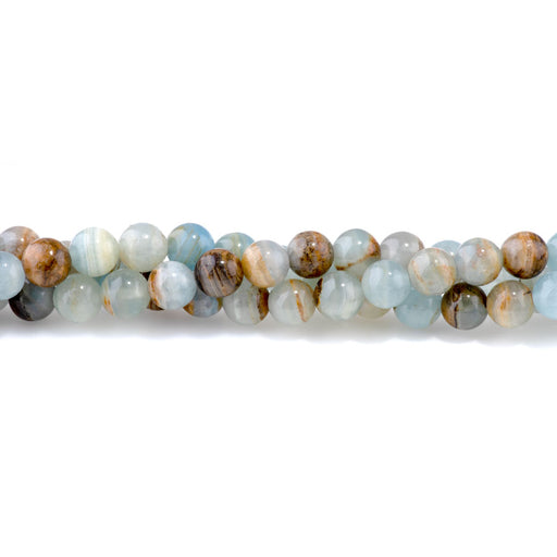 This is a Dakota Stones 8mm Lemurian Aquatine Calcite Gemstone strand with round beads in 8 inch strand.