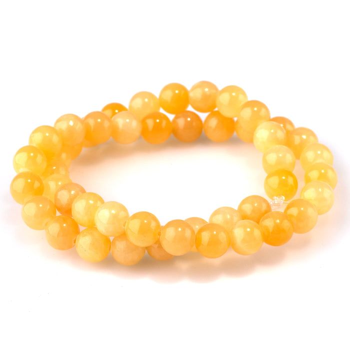 Yellow Calcite 8mm Round A Grade - 15-16 Inch