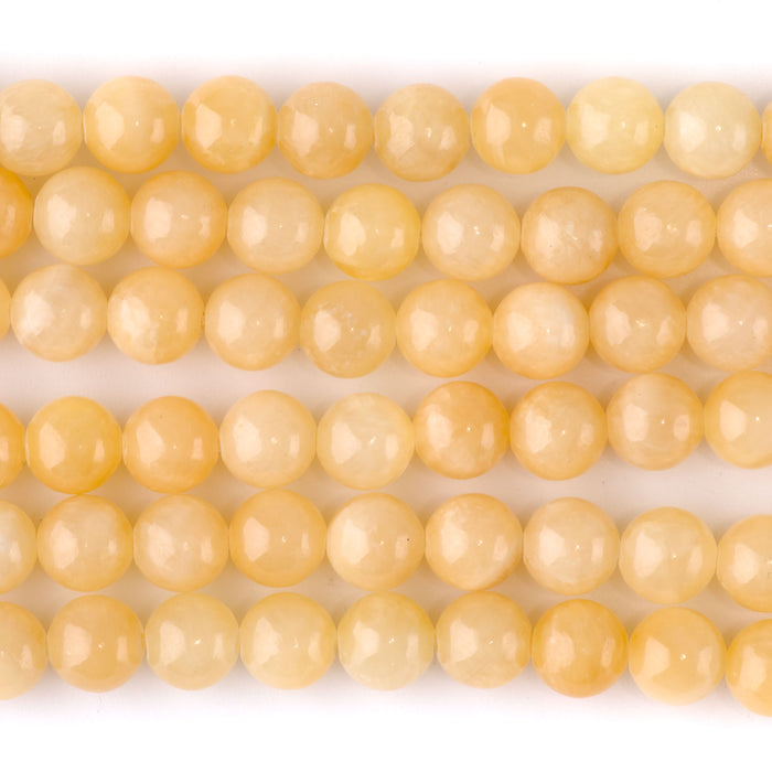 Yellow Calcite 8mm Round A Grade - 15-16 Inch