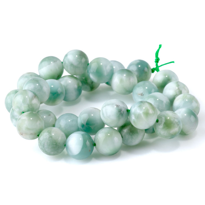 Green Angelite Cat's Eye 12mm Round - 15-16 Inch