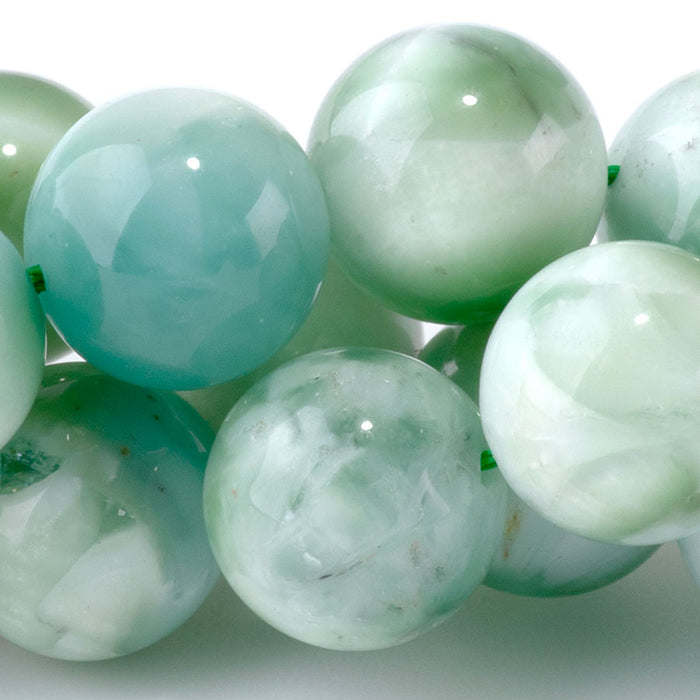 Green Angelite Cat's Eye 12mm Round - 15-16 Inch