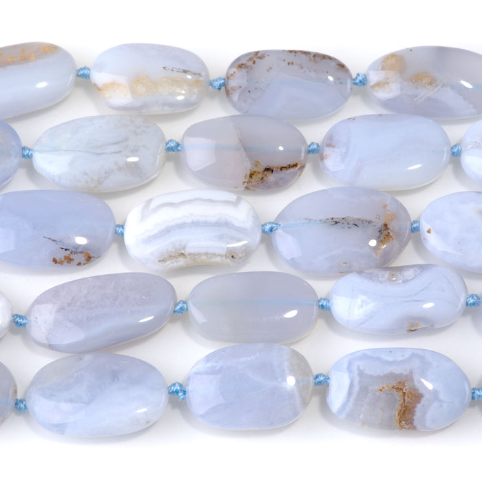 Chalcedony 12x20-13x25mm Free Form Oval Beads - 15-16 Inch