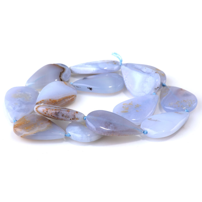Blue Chalcedony 15x25-20x30mm Tear Drop A Grade - 15-16 Inch