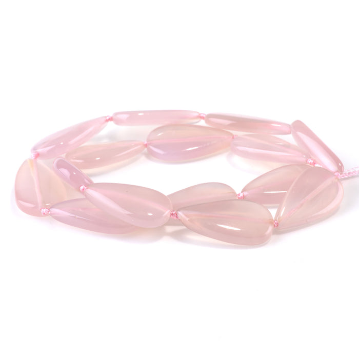 Pink Chalcedony 15x22-30mm Tear Drop Beads - 15-16 Inch
