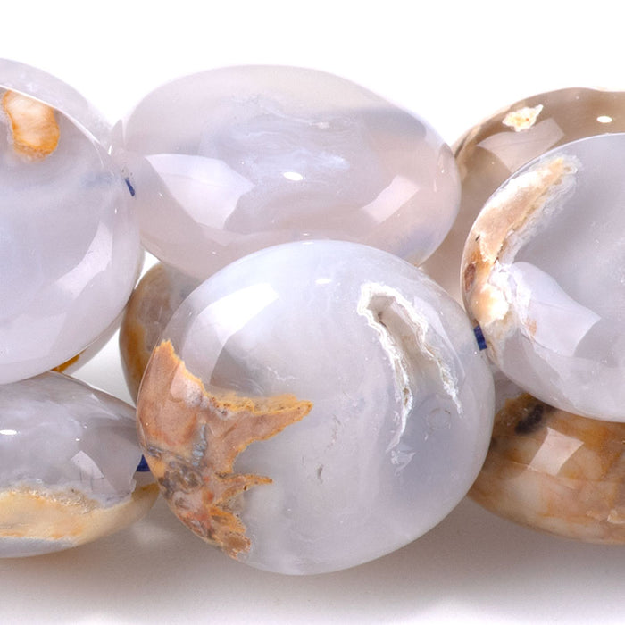 Chalcedony (Marbled) 16mm Puff Coin - 15-16 Inch