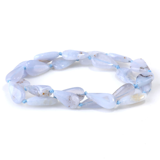 This is a Dakota Stones 8x16-12x22mm Chalcedony Gemstone strand with tear drop beads in 15-16 inch strand.