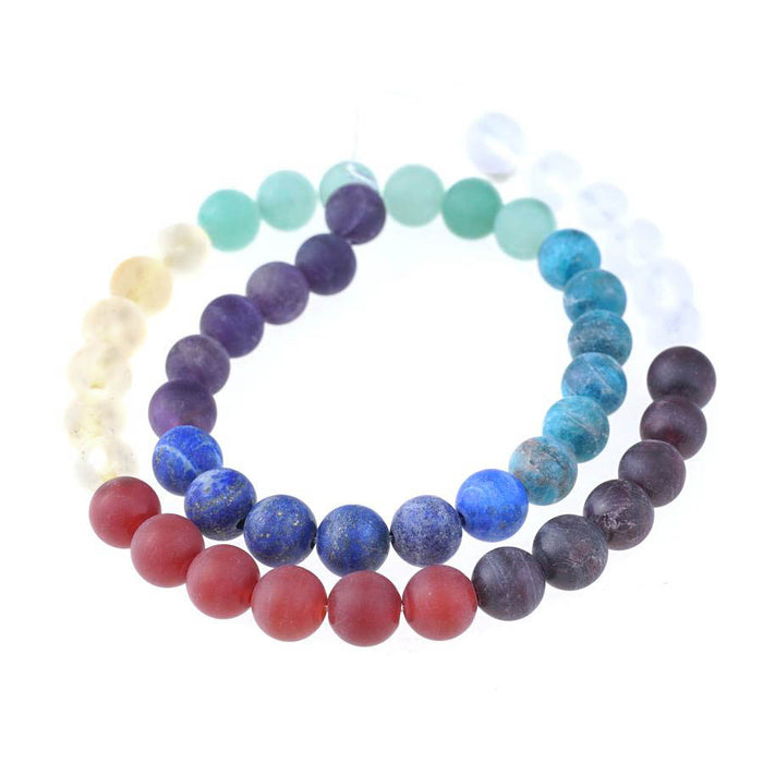 Chakra 8mm Round Matte Bead Strand 15-16 Inch