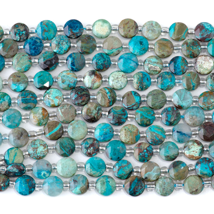 Chrysocolla 6mm Star Cut Coin - 15-16 Inch