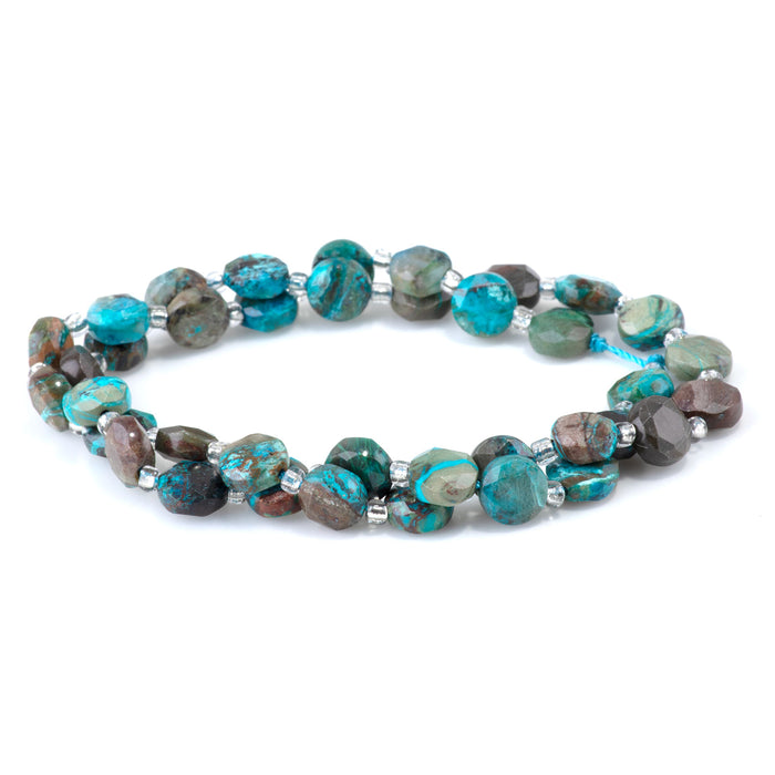 Chrysocolla 8mm Star Cut Coin - 15-16 Inch