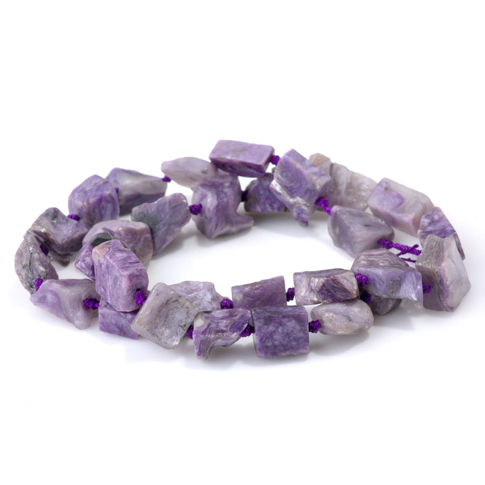 Charoite 8x10-10x14mm Rough Irregular Rectangle - 15-16 Inch