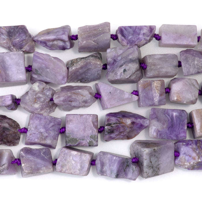 Charoite 8x10-10x14mm Rough Irregular Rectangle - 15-16 Inch