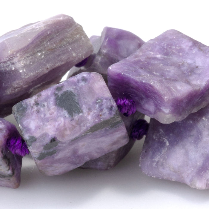 Charoite 8x10-10x14mm Rough Irregular Rectangle - 15-16 Inch