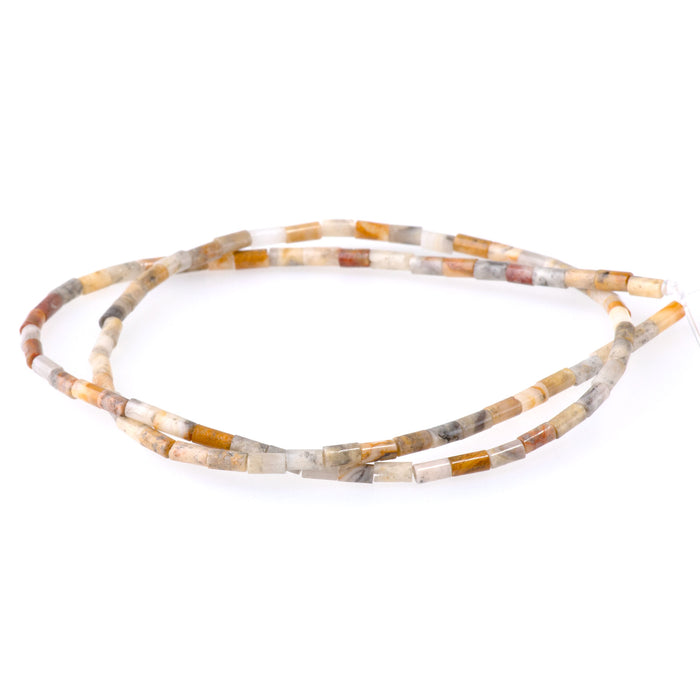 Crazy Lace Agate 2x4mm Tube Beads - 15-16 Inch