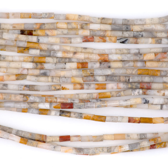 Crazy Lace Agate 2x4mm Tube Beads - 15-16 Inch