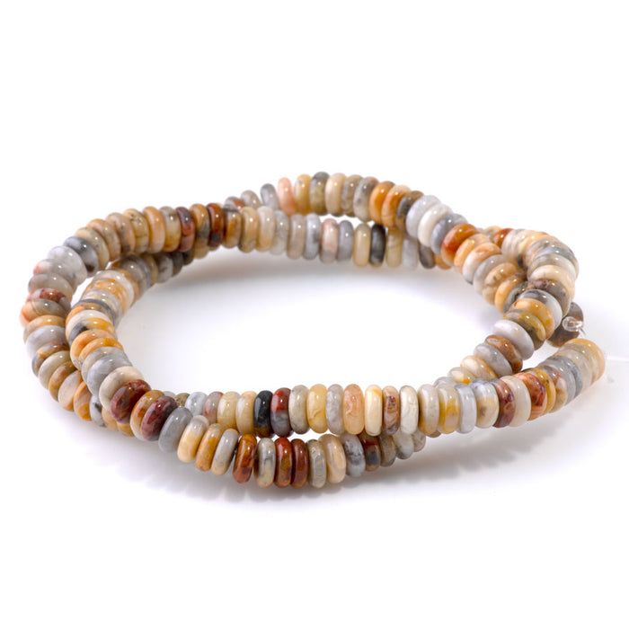 Crazy Lace Agate 2x6mm Thin Rondelle - 15-16 Inch