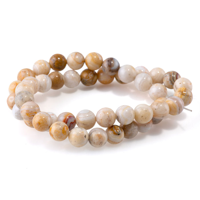 Indonesian  Crazy Lace Agate 8mm Round - 15-16 Inch
