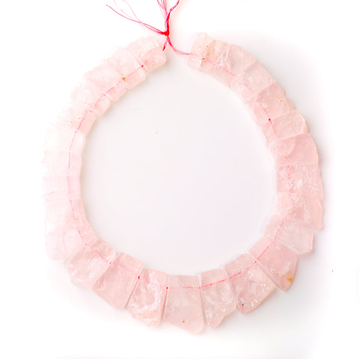 Rose Quartz 12x18-17x30mm Jagged Rough Collar - 15-16 Inch