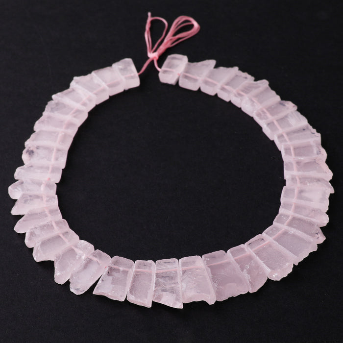 Rose Quartz 8x16-10x24mm Jagged Rough Collar - 15-16 Inch