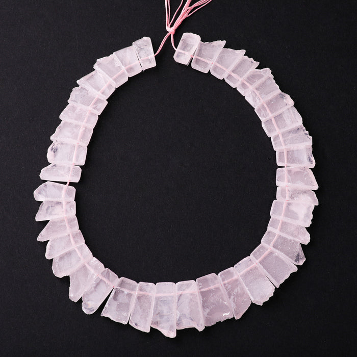 Rose Quartz 8x16-10x24mm Jagged Rough Collar - 15-16 Inch